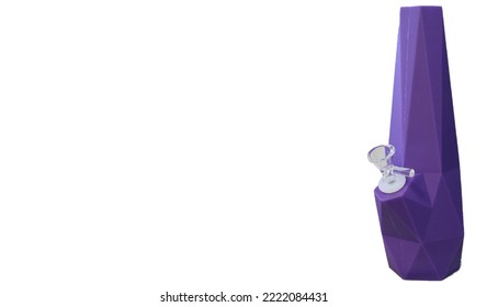 Purple Silicone Bong Bubbler Pipe - Geometric Crystal Shape Design | Isolated Cutout On Solid White Background