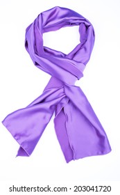 Purple Silk Scarf Isolated On White Background