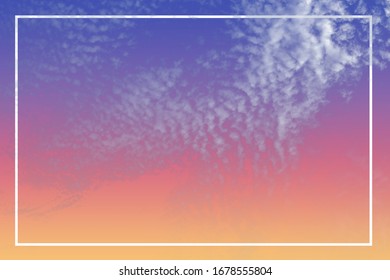 purple sky gradient with clouds and frame