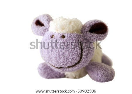 purple smiling sheep - soft toy with wool