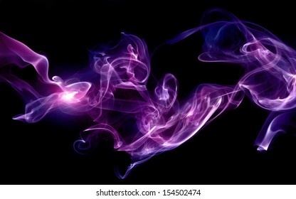 Purple smoke with lights on black background