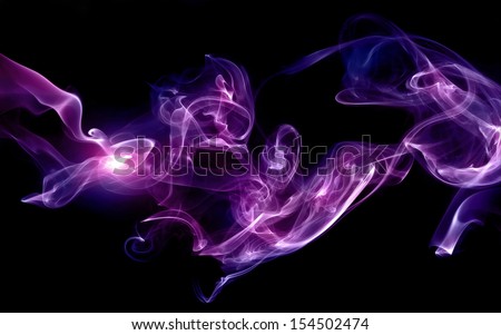 Purple smoke with lights on black background