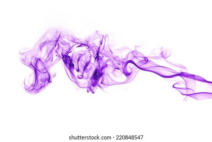 Purple smoke trail on white background