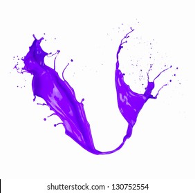 Purple Splash Isolated On White Background