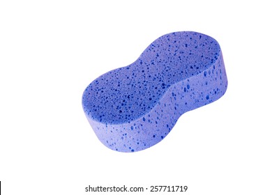 Purple Sponge Isolated On White Background,Close Up