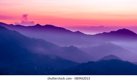 Purple Sunset In The Mountains 