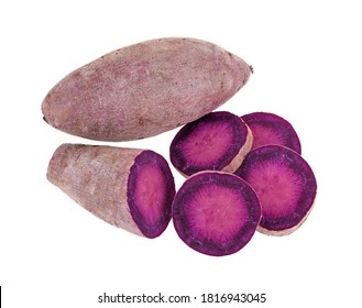 Purple Sweet Potato Isolated On White Background. Top View