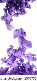 Purple Swirls Of Ink In Water Isolated On White