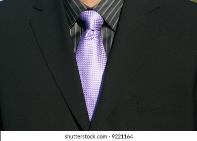 black suit lavender tie