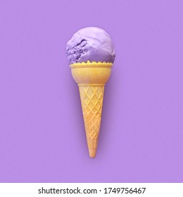 Purple Ube Taro Ice Cream On Cone