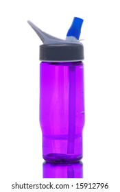 Purple Water Bottle With Spout Isolated On White Background