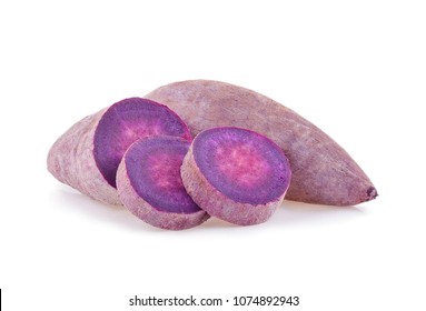 Purple Yams Isolated On White Background.