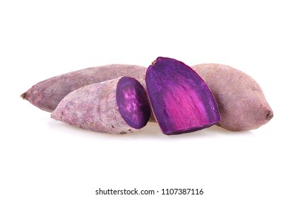 Purple Yams Isolated On White Background.