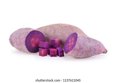 Purple Yams On Isolated White Background