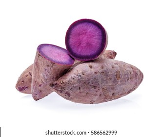 Purple Yams On Isolated White Background