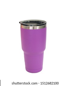 Purple Yeti Cup With Lids Isolated On White Background