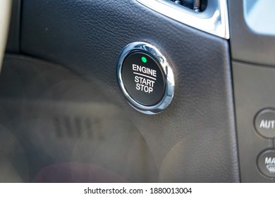 Push button start in a new modern car