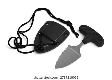 Push dagger neck knife on white background  
