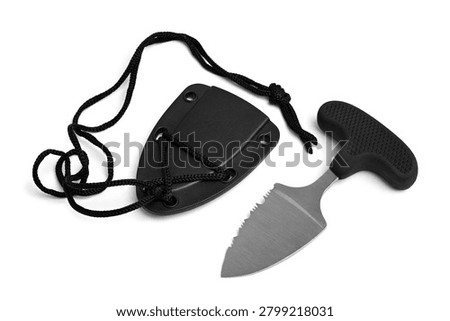 Push dagger neck knife on white background  