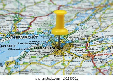 push pin pointing at Bristol, United Kingdom