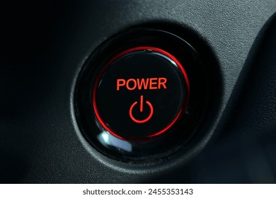 push start power engine system button of electric vehicle car