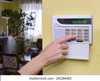Pushing Alarm. Home security - Shutterstock ID 242284402