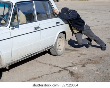 Pushing Stalled Car