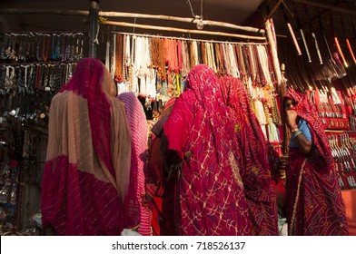 PUSHKAR, INDIA, 19 NOVEMBER 2015 : People and tourists visit Pushkar Mela or Pushkar Camel Fair which is one of the largest cattle market and camel festival of the world.
