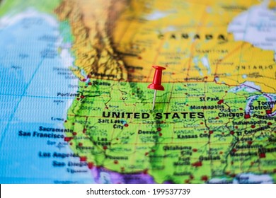 pushpin marking the location, United States - Shutterstock ID 199537739