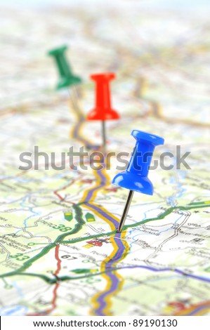 pushpin on a tourist map