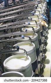 Put milk inside press on Cheese factory