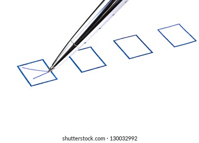 put tick in blue square box by silver pen