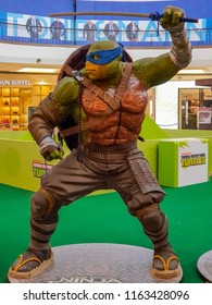 PUTRAJAYA, MALAYSIA - AUGUST 17, 2018: Leonardo from Teenage Mutant Ninja Turtle (TMNT) replica statue at Putrajaya Mall, Malaysia.