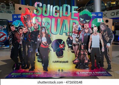 PUTRAJAYA, MALAYSIA - August 20, 2016: Suicide Squad Poster Displayed At Alamanda Putrajaya Mall. Suicide Squad Is A 2016 American Superhero Film Based On The DC Comics Antihero Team