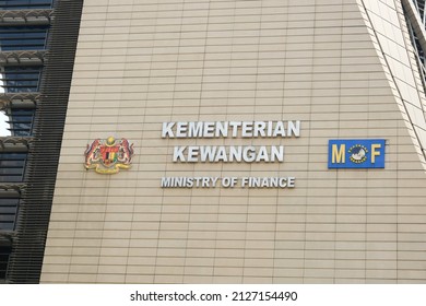"Putrajaya, Malaysia- Circa February, 2022: A picture of Malaysia Ministry of Finance sign on the building. The function ministry is to lead a strategic authority enabling financial and economic."