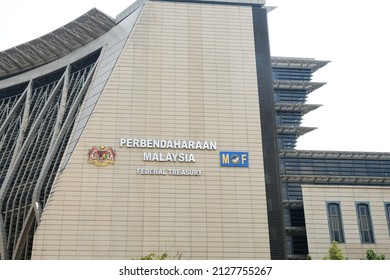 "Putrajaya, Malaysia- Circa February, 2022: A picture part of Malaysia Federal Treasury building. The function of the ministry is to develop economic policy and prepare the Malaysian federal budget."