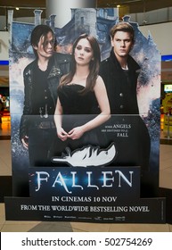 PUTRAJAYA, MALAYSIA - OCT 23, 2016 : Fallen Movie Poster. Fallen Is A Romantic Fantasy Film Directed By Scott Hicks, Based On The Novel Of Same Name By Lauren Kate