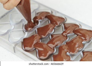 Putting Chocolate In Heart Mold