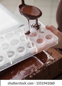 Putting Chocolate In Mold, Make Praline