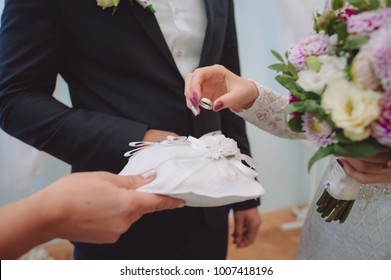 Putting On The Rings During Civil Marriage Registration Ceremony