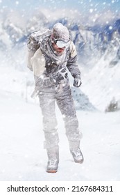 Putting One Foot Ahead Of The Other. Shot Of A Male Hiker In Extreme Terrain.