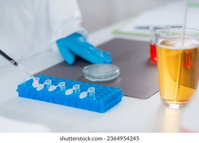 Putting samples of bear with pipette for quality control inspection in lab - Powered by Shutterstock