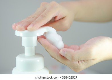 Putting Whip Foam Soap On The Hand