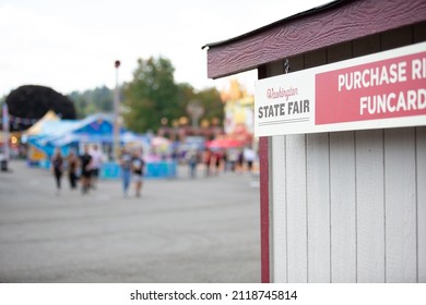 Puyallup, Washington, United States - 09-13-2021: A View Of A Washington State Fair Sign On The Side Of A Ticket Booth.