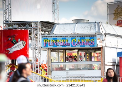 Puyallup, Washington, United States - 09-13-2021: A View Of A Funnel Cake Stand, Seen At A Local Carnival.