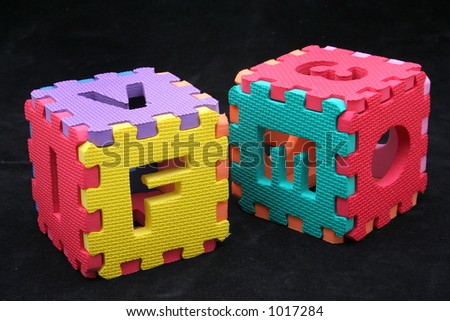Puzzle cubes with letters