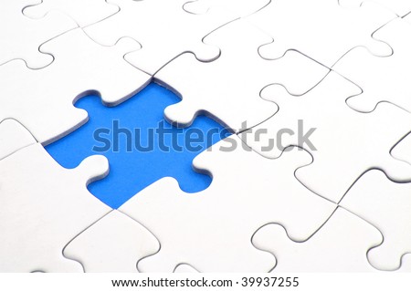 puzzle with missing piece showing concept for problem and solution