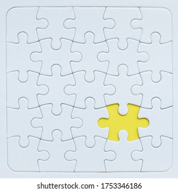 Puzzle Mockup With Yellow Piece.