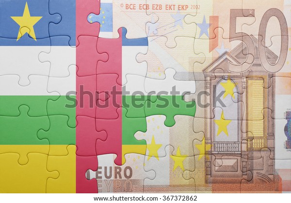 puzzle with the national flag of\
central african republic and euro banknote .\
concept
