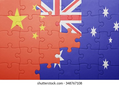 puzzle with the national flag of china and australia. concept